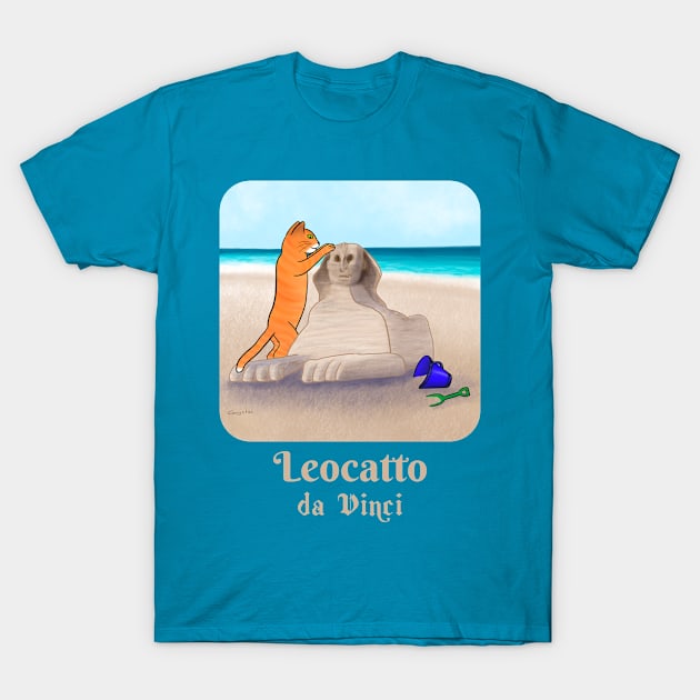 Leocatto da Vinci – Tabby Cat Creates a Sand Sculpture Masterpiece of the Sphinx T-Shirt by Crystal Raymond